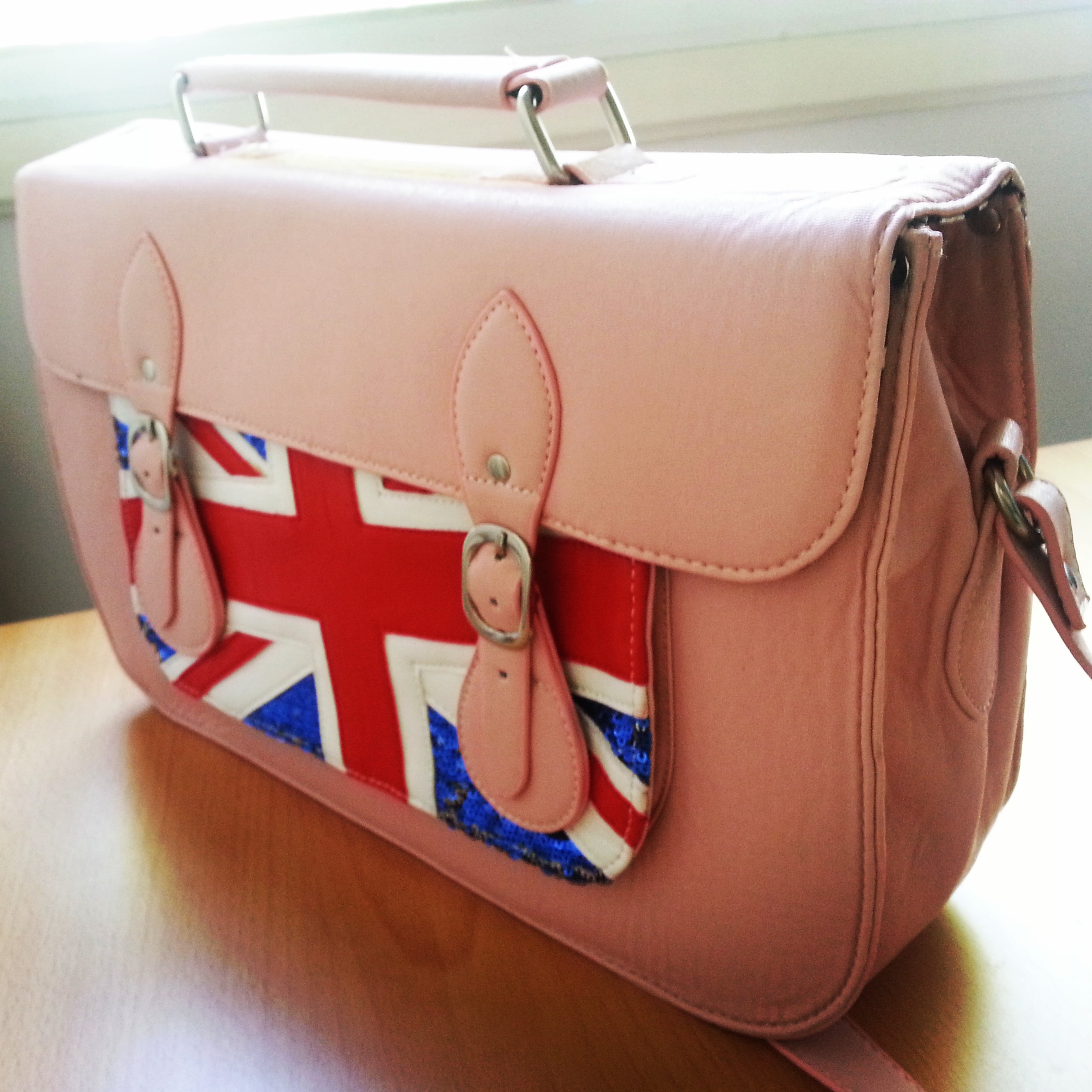College Satchel Bag In Light Pink With Union Flag Pocket on Luulla