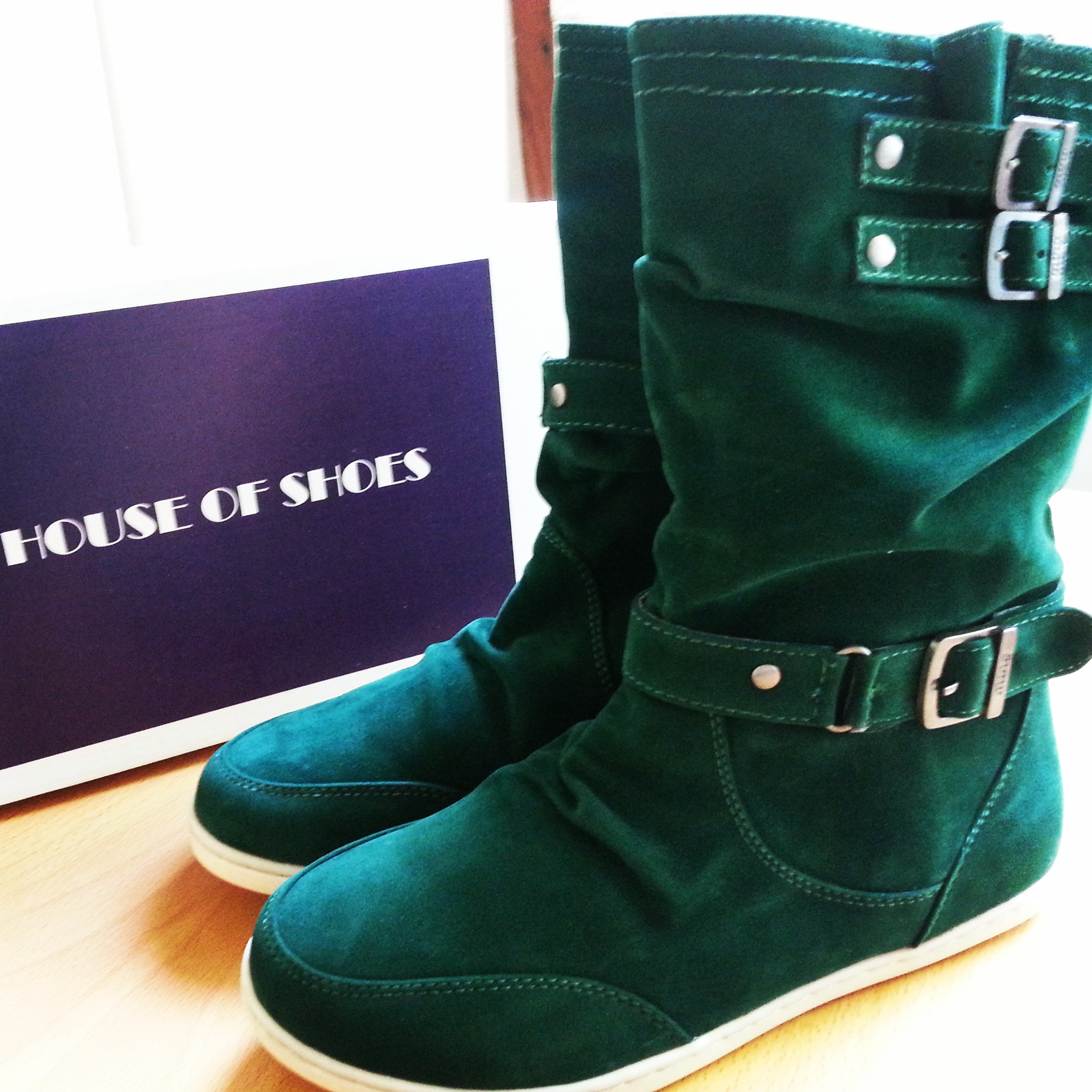 Emerald Green Boots With Buckles Size 5 Us On Luulla 6574